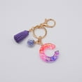thumbnail image 1 of Hangs 2 Resin Glittering Letter Keychain with Color Stitching Flowing Design Purple Drop Glue English Character Key Chain for Daily Use, 1 of 4
