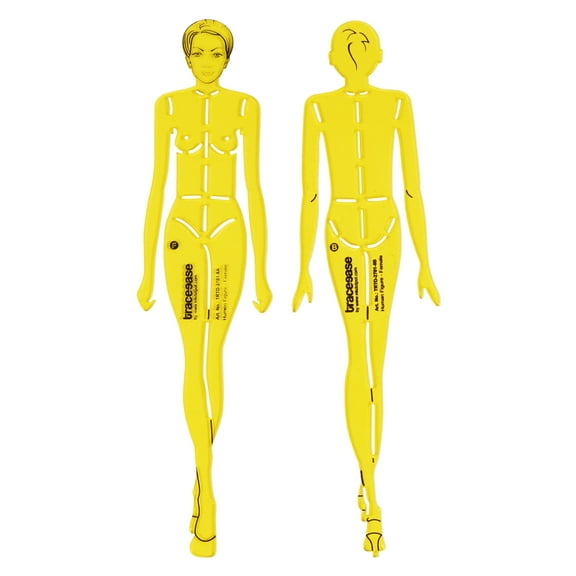 Traceease Female Human Figure Template Stencils Fashion Designers Drafting Tools, 2 Piece ( Front & Back)