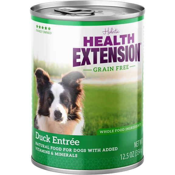 Health Extension Wet Dog Food Duck Entrée Grain-In Recipe (12.5 Oz)| All Life Stages | For Sensitive Stomach | Non GMO | 100% Satisfaction Guaranteed