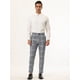 thumbnail image 3 of Pantalones de vestir a cuadros para hombre, informales, ajustados, con frente plano, a cuadros, estampados, de negocios gris L, 3 of 6