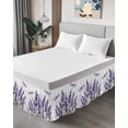 thumbnail image 4 of Purple Lavender Wrap Around Bed Skirts for Queen Bed 18" Drop,Bed Skirt with Adjustable Elastic Belt Dust Ruffle Bed Valance for Bedroom Hotel Pastoral Botanical Floral Dragonfly Bed Frame Cover, 4 of 7