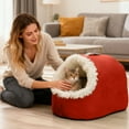 thumbnail image 5 of Winter Cat Bed with Removable Cushion, Self Warming Pet Cave for Indoor Cats and Small Dogs, Cozy Hooded Sleeping Tent Washable, 5 of 5