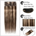 thumbnail image 2 of MY-LADY 8Pcs 18Clips Clip in Hair Extensions Human Hair for Women Double Weft Brazilian Remy Straight Human Hair Clip in Hairpiece 14inch #4P27 Medium Brown & Dark Blonde, 2 of 8