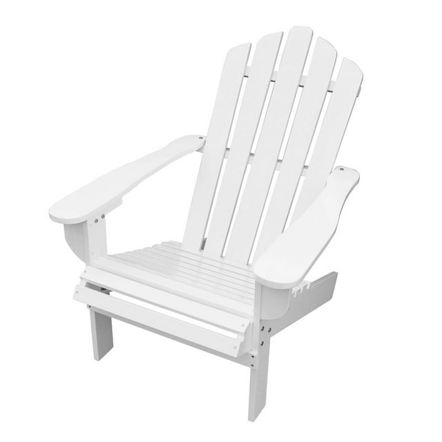 Wood Adirondack Chair Solid Wood Garden Patio Recliner Sling Chair Accent Chaise Lounge Chair Seat for Indoor Outdoor White