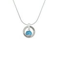 thumbnail image 2 of Delight Jewelry Silvertone Hot Blue Giraffe Print Spinner Hockey Ring Charm Necklace, 18", 2 of 4