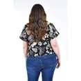 thumbnail image 3 of Blusa fresca con moño Roman Fashion /Tallas Extras, 1819 (Negro flor) negro 42, 3 of 6
