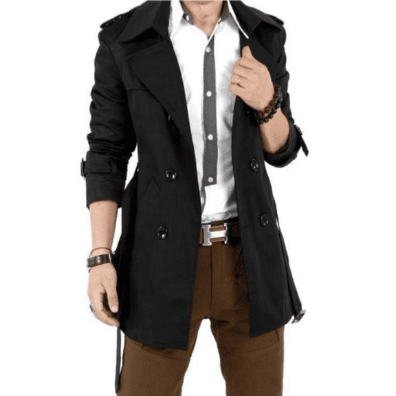 Mens Classic Double Breasted Trench Coat