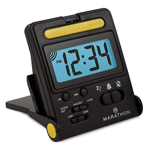 MARATHON Foldable Compact Travel Alarm Clock with Locking Mechanism -  