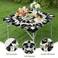 thumbnail image 4 of Black White Tie Dye Mandala Pattern Square Fitted Tablecloth with Elastic Edge,Square Table Cover,Washable Elastic Table Cover for Home Kitchen Party Decor 34"x34", 4 of 6