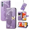 thumbnail image 1 of Feishell for Samsung Galaxy A54 5G Wallet Case for Women Girls,Bling Diamond Butterfly Embossed PU Leather Magnetic Clasp Flip Kickstand ID Credit Card Slots Phone Case with Wrist Strap,Lightpurple, 1 of 9
