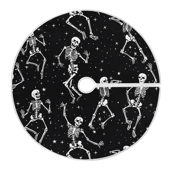 Ryvnso Christmas Tree Skirt Halloween Skull Dancing Xmas Tree Skirts Ornament Home Decorations 35.4"