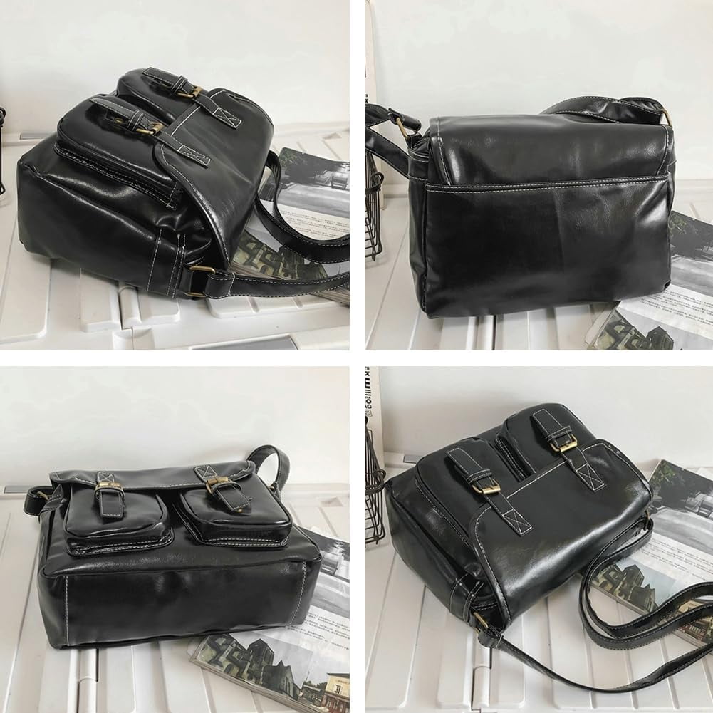 HLSOHJP Crossbody Messenger Bag for Men Women Vintage Shoulder Bags Tote Purse Satchel Handbags with Adjustable Strap