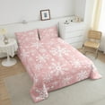 thumbnail image 3 of Pink Christmas Full Comforter Set Women,Girly Romantic Snowflake Bedding Set Teens Christmas Bedroom Decor,Princess Winter Quilt Modern Pink Floral Duvet Insert, 3 of 6