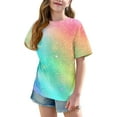 thumbnail image 6 of Girls Oversized Graphic Tees Shirts Tie Dye Half Sleeve T Shirts Loose Long Tunic Tops to Wear with Leggings Multicolor， 6 Years, 6 of 7