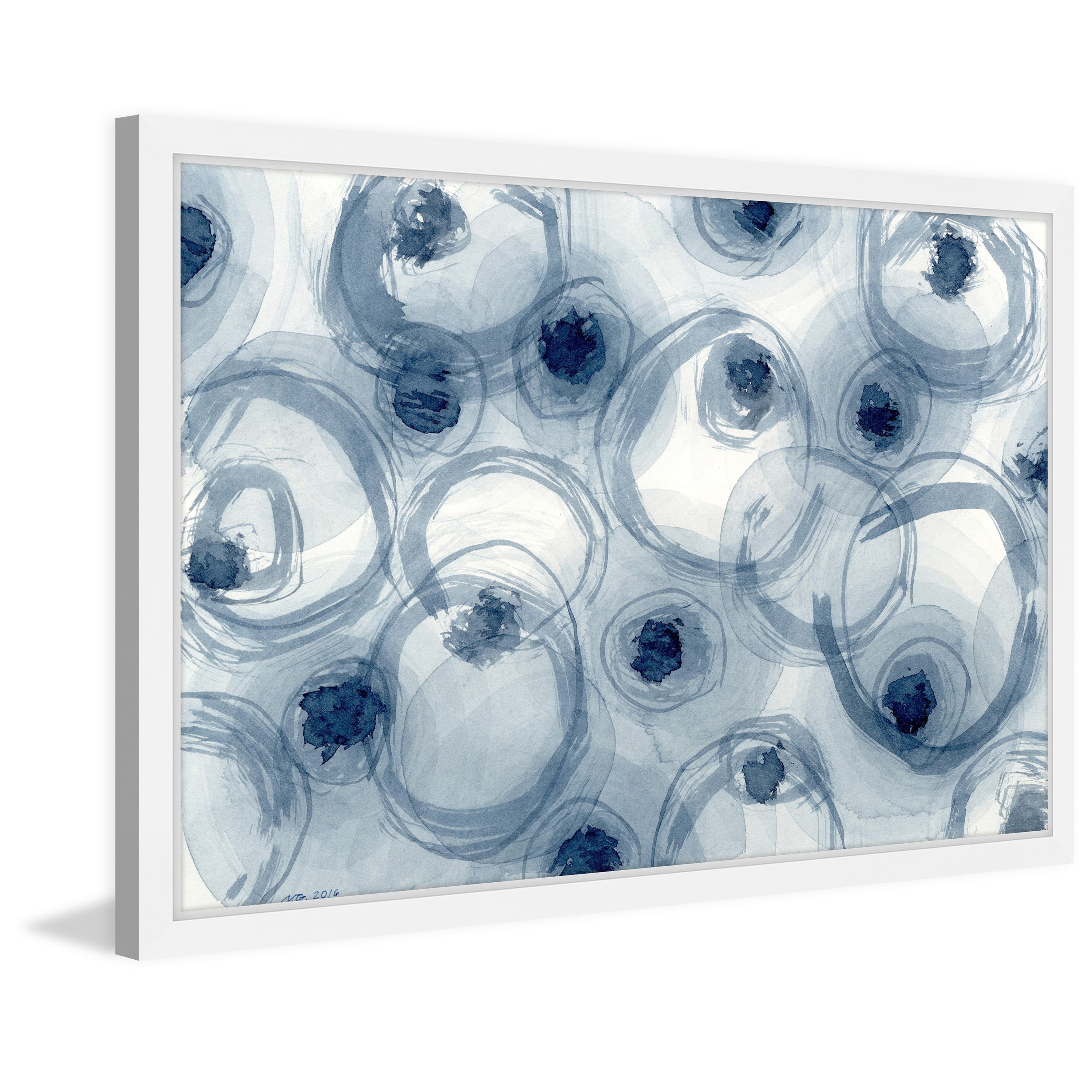 Marmont Hill "Indigo Ovals" by Nikki Galapon Framed Painting Print