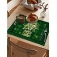 thumbnail image 3 of St. Patrick''s Day Placemats Set of 4,Washable Woven Burlap Cloth Fabric Placemat for Square/Rectangle/Round/Oval Dining Table,Easy Clean Place Mats Flower Leaves Vase Green Buffao Lattice, 3 of 6