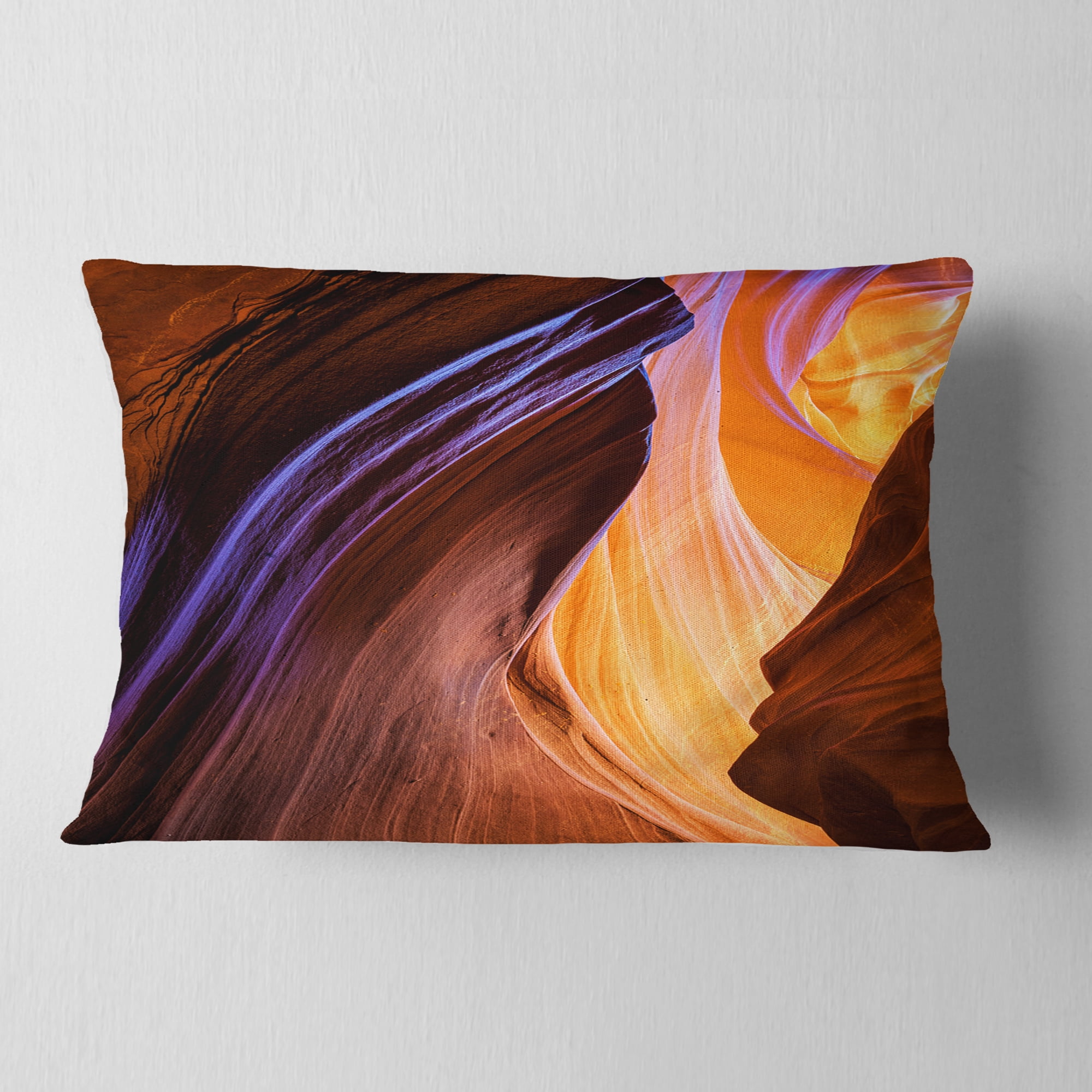 Designart Blue Wall of Antelope Canyon - Landscape Photography Throw Pillow - 12x20