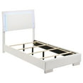 thumbnail image 2 of Bed Frame Felicity White High Gloss Wood Twin LED Panel Bed,Platform Bed Frame, 2 of 12