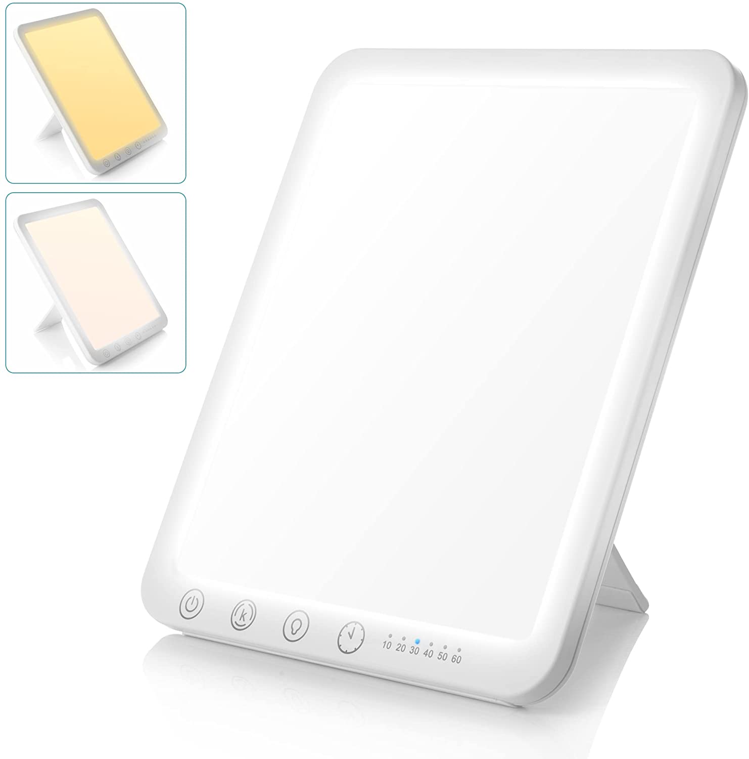 Light Therapy Lamp, UV-Free 15000 Simulated Sunlight, 3 Color Temperature, 5 Brightness Levels, white