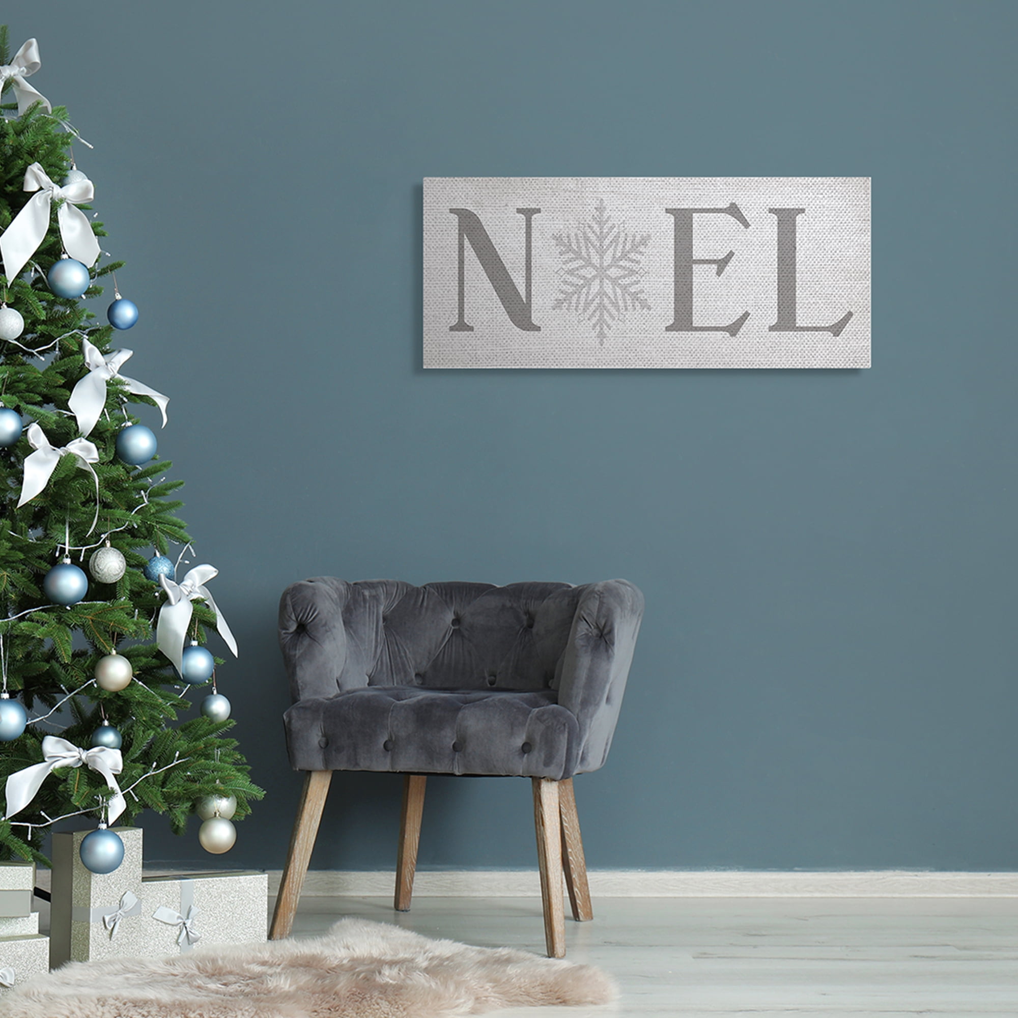 Stupell Industries Noel Christmas Phrase Winter Snowflake Typography Typography Painting Gallery Wrapped Canvas Art Print Wall Art, 13 x 30