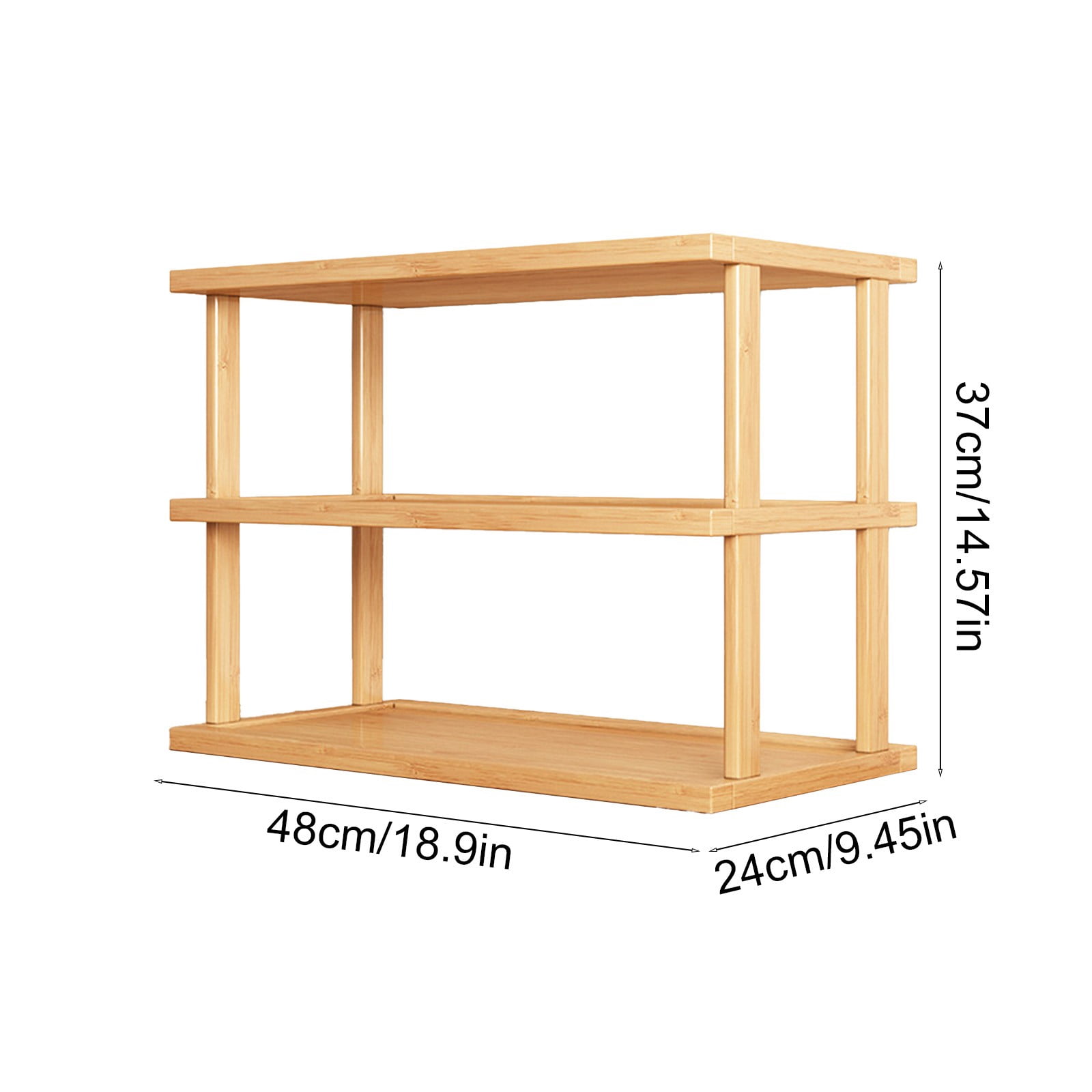 3 Tier Wooden Desktop Storage Rack, Multi Layer Countertop Shelf for Kitchen Office Desk Organizer and Cup Display