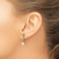 thumbnail image 3 of Primal Gold 14 Karat Yellow Gold and Rhodium 6-7mm Semi-round Freshwater cultured Pearl .02ct Diamond Dangle Earrings, 3 of 4
