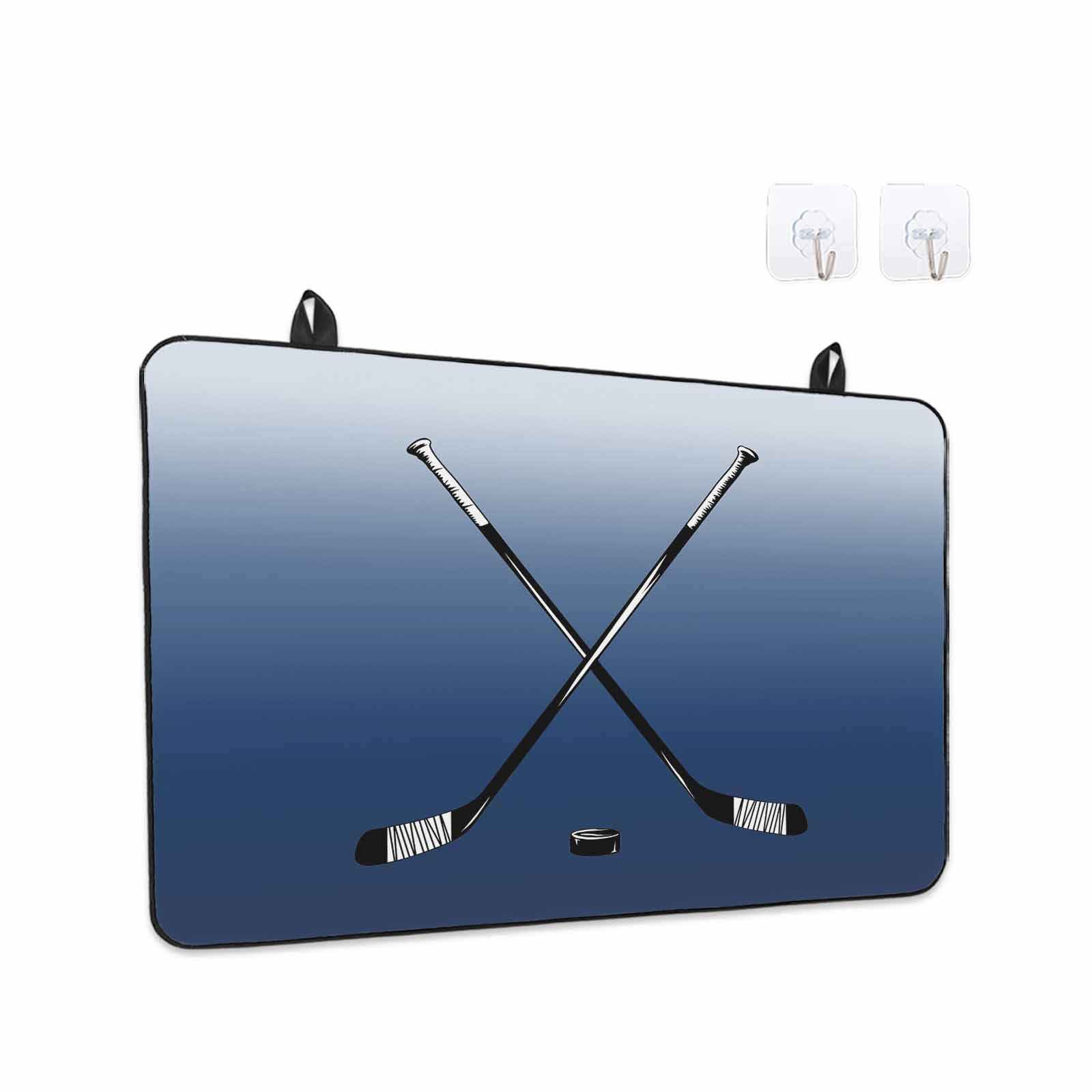 Navy Blue Ombre Stove Top Cover for Electric Stove, Heat-proof & Non Slip Glass Top Stove Cover Protector, Black Hockey Sticks Minimalist Style Kitchen Flat Cooktop Rubber Mat 24x21 Inches