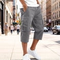 thumbnail image 2 of Dresfit Cargo Shorts Men Below the Knee Drawstring Work Shorts 2026 Summer Lightweight Bermuda Capri Shorts High Waist Baggy Big and Tall Capri Pants 2XL, 2 of 6
