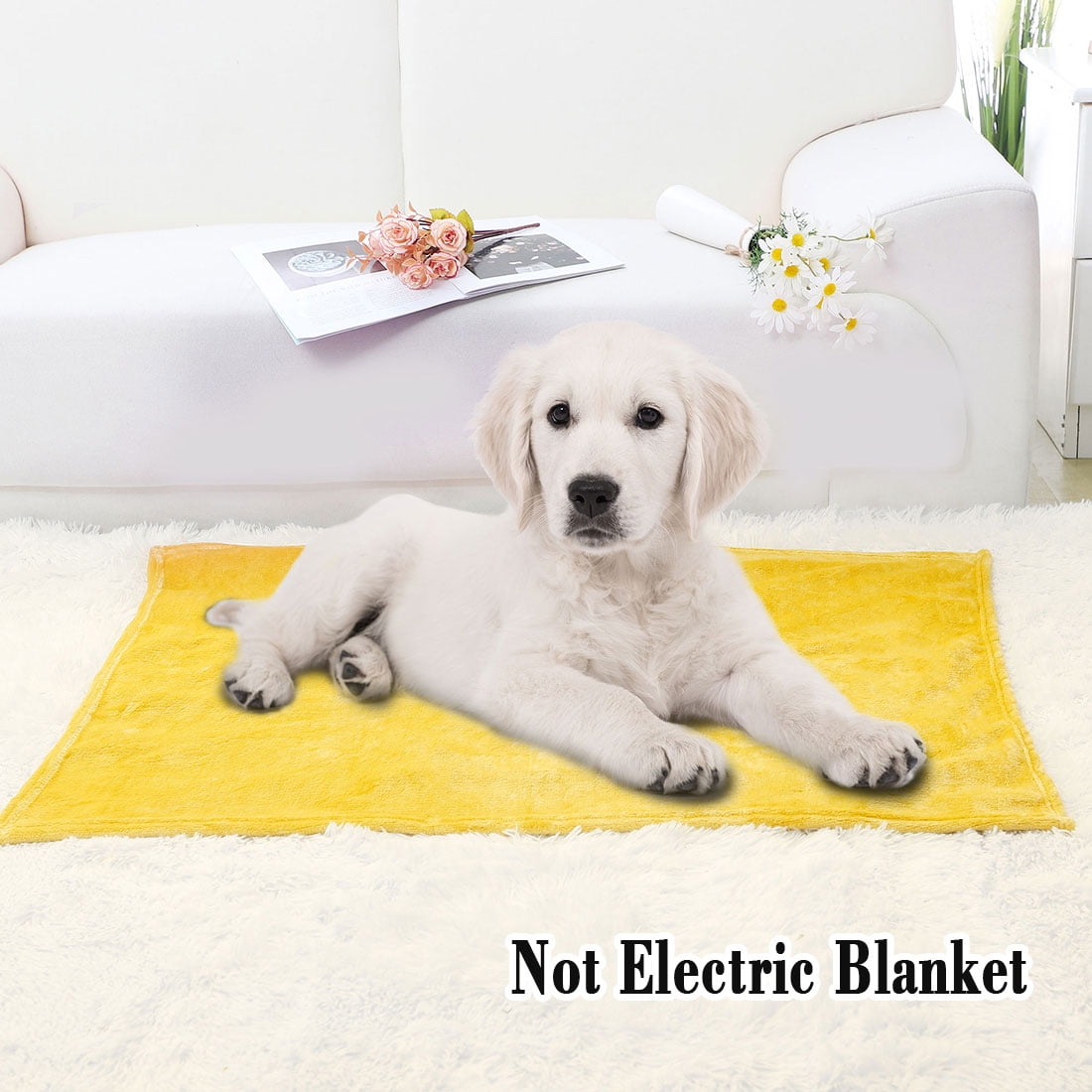 Unique Bargains Fuzzy Plush Flannel Fleece Throw Blanket Yellow 27" x 40"