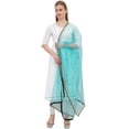 thumbnail image 3 of Phagun Net Dupatta Long Stole Scarf Women Ethnic Wrap Hizab Gift For Her-Teal Green, 3 of 5