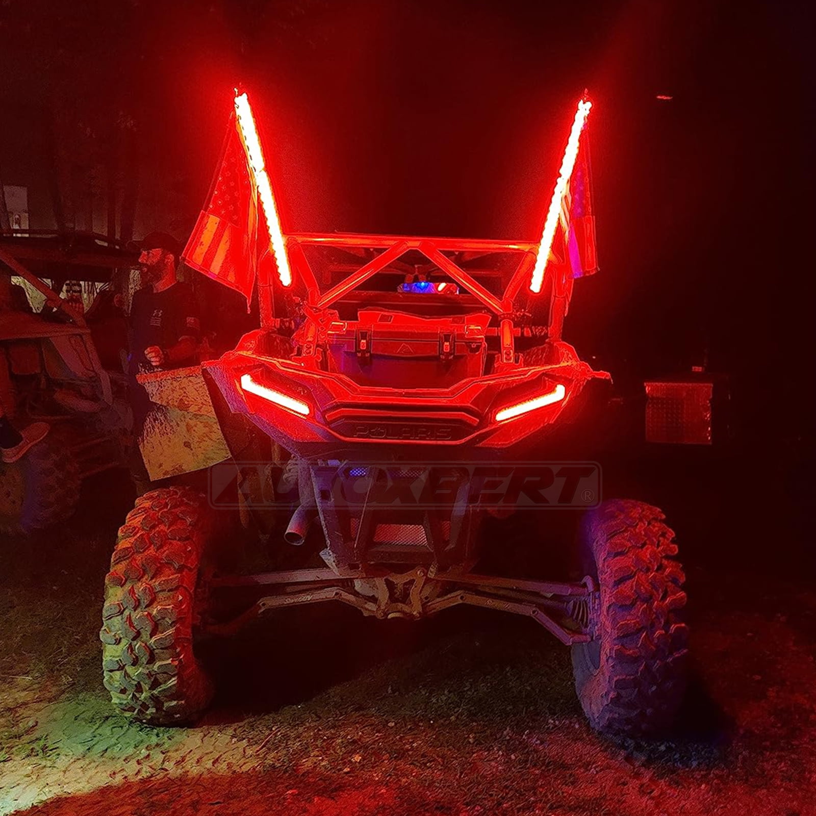 AUTOXBERT 2PCS 3FT RGB LED Whip Light DIY Chasing Patterns Antenna Lighted Whips for ATV UTV