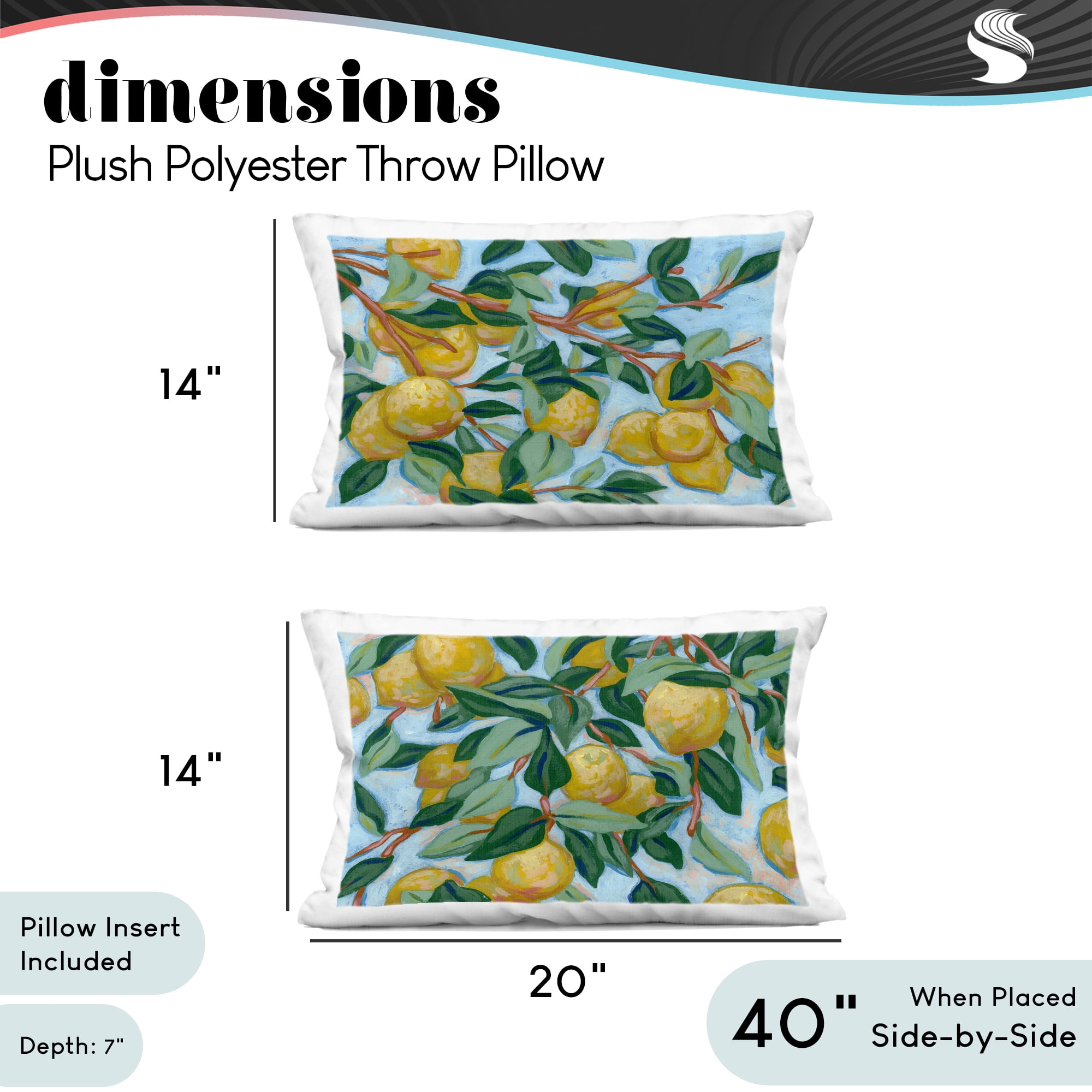 Stupell Industries Sunshine Lemon Tree 2 Piece Decorative Printed Throw Pillow Set, design by June Erica Vess