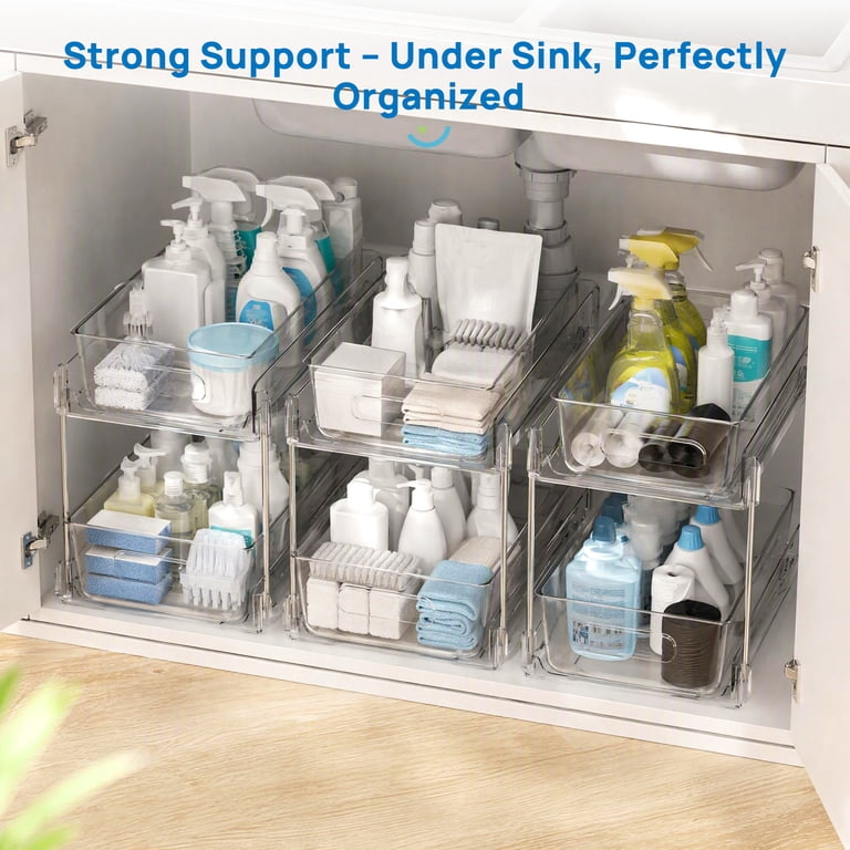 2-Tier Clear Bathroom Storage Organizers (3-Pack) photo 3