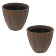thumbnail image 3 of Sunnydaze Pebbled 15.75" x 15.75" x 14" Round Brown Polyresin Outdoor Planter Pot 2-Count, 3 of 7