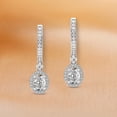 thumbnail image 4 of Diamond Dangle Earring | 2 Carat IGI Certified Oval Shape Lab Grown Diamond Dangle | 14K in White Gold | Lyra Halo Lab Diamond Earrings | Prong Setting | FG-VS1-VS2 Quality | Friendly Diamonds, 4 of 6