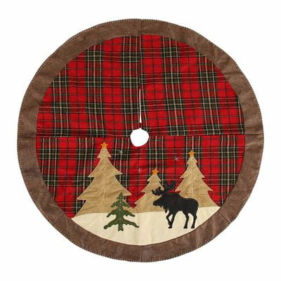 Kaboer Buffalo Plaid Christmas Tree Skirt 41 Inch Red And Black