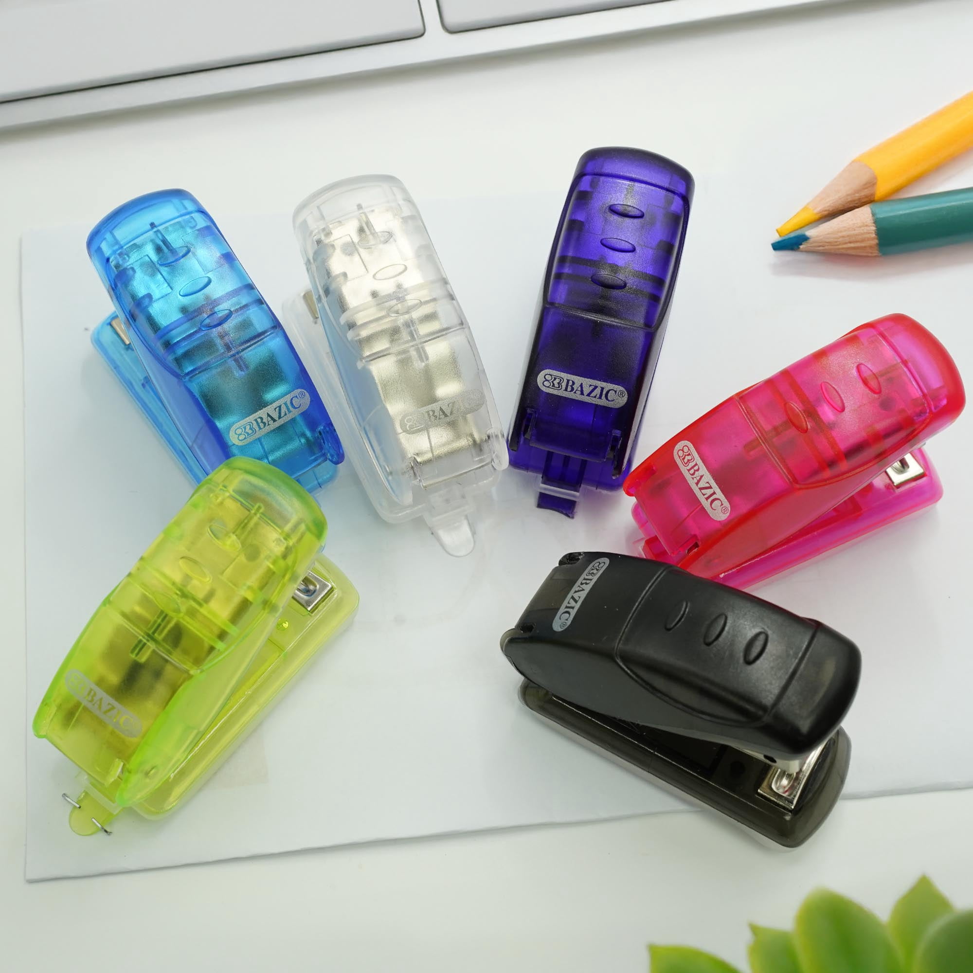 BAZIC Mini Stapler w/500 Staples, Standard (26/6) Built-in Staple Remover,24-Pack