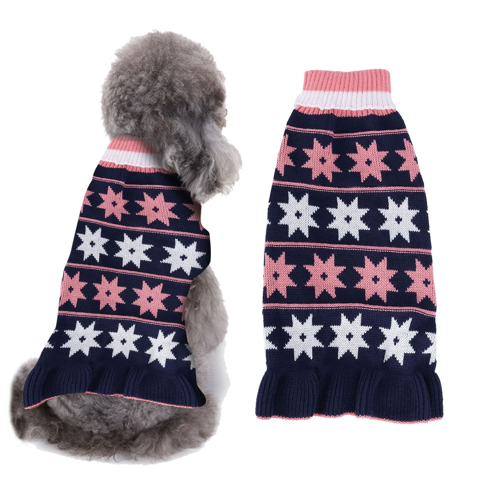 Festive Holiday Star Dress Pet Dog Sweater Teddy Panda For Small Breed Puppies