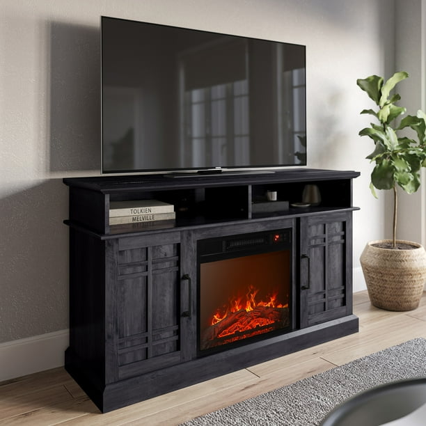BELLEZE 47" TV Stand with 18" Electric Fireplace, Modern Electric