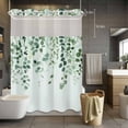thumbnail image 5 of Spring Leaf No Hooks Shower Curtain with Snap-in Liner Watercolor Country Green Eucalyptus Leaves Plants Green Shower Curtains for Bathroom, Waterproof, Easy Install, Washable 72"x96", 5 of 9