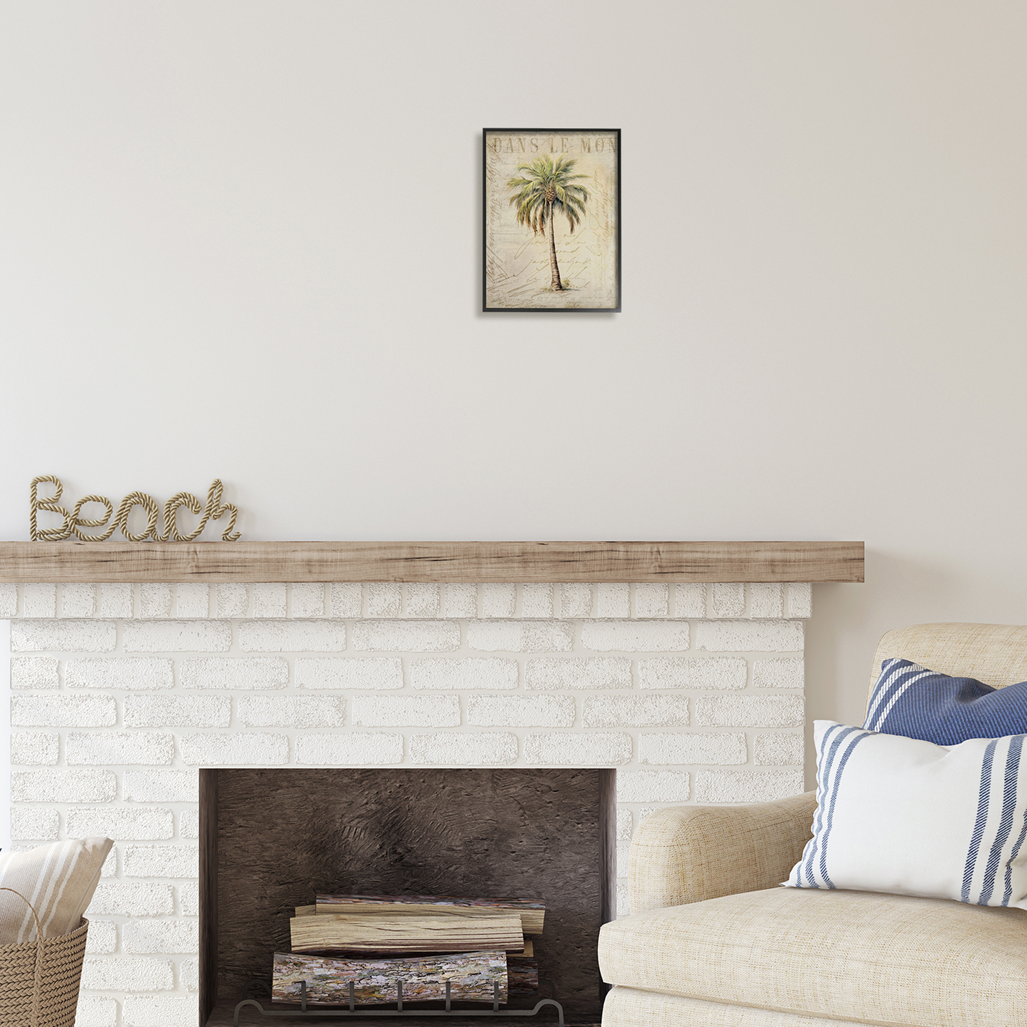 Stupell Industries Vintage Palm Tree Botanical & Floral Painting Black Framed Art Print Wall Art, 11 x 14