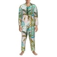thumbnail image 4 of Kll Watercolor Palm Tree Sleepwear Mens Flannel Pajamas,Long Cotton Pj Set, 4 of 9