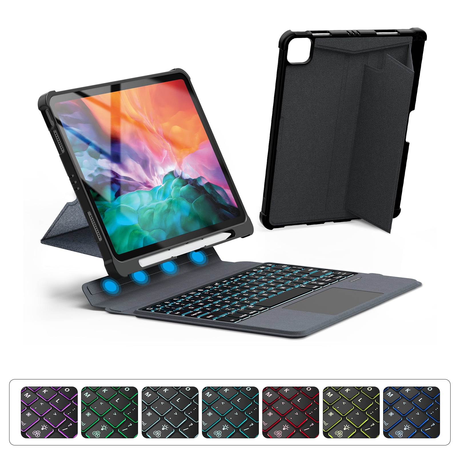 Keyboard for iPad Pro 11 inch, iPad Air 5th / 4th Gen，iPad 10.9in Case with Keyboard ，Wireless Bluetooth Magnetic Detachable iPad Keyboard Folio with Trackpad, Backlit, Pencil Holder