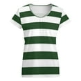 thumbnail image 5 of Green White Horizontal Striped Pattern Women's Blouse Short Sleeve Women's Top T-Shirt Spring Summer Clothes, 5 of 7