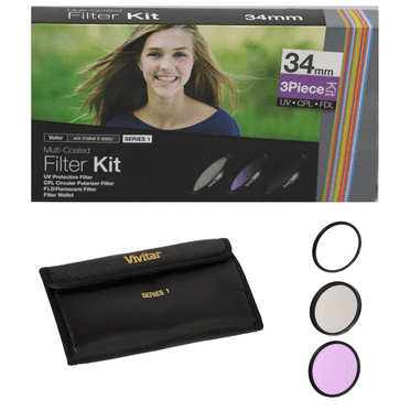 Vivitar 3 Piece 34mm Filter Kit (UV, CPL Polarizer, FLD Florescent)  VIV-FK3-34