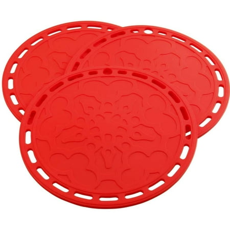 

Lucky Plus Big Round Silicone Pot Holder Hot Pads and Trivets for Hot Dishes and Hot Pots Hot Mats for Countertops Tables Spoon Rest Small Place Mats Set of 3 Color Red