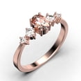 thumbnail image 3 of Minimalist Classic 0.65 Carat Oval Cut Morganite And Diamond Moissanite Engagement Ring, Wedding Ring in 925 Sterling Silver With 18k Rose Gold Plating, Gift, Promise Ring, Anniversary Ring, 3 of 3