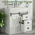thumbnail image 2 of DreamCurship 32" Bathroom Vanity with Sink Combo, White Bathroom Storage Cabinet with Drawers, Farmhouse Bathroom Vanity Cabinet with Sliding Barn Doors, White, 2 of 8