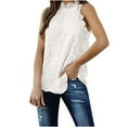 thumbnail image 2 of Babysbule Womens Tank Tops Fashion Woman Solid Halter Sleeveless Lace Hollow Out Tank Tops T-shirt Blouse, 2 of 8