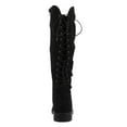 thumbnail image 5 of YDN Women's Chunky Low Heel Lace Up Knee High Boots Side Zipper Round Closed Toe Flat Long Booties Daily Walking Casual Shoes Size 9 Black, 5 of 5